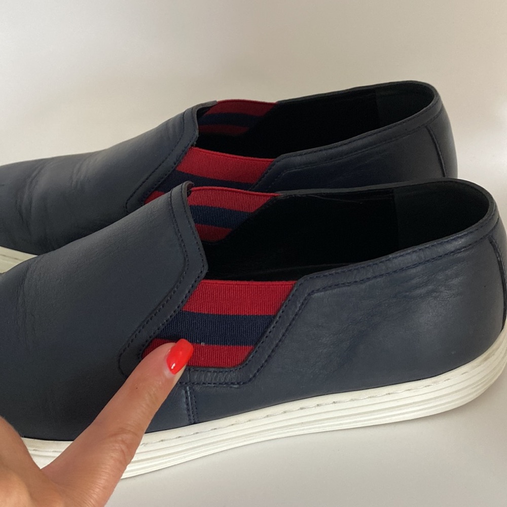 Gucci Slip On Leather Tennis Sneakers Blue - Picture 8 of 10